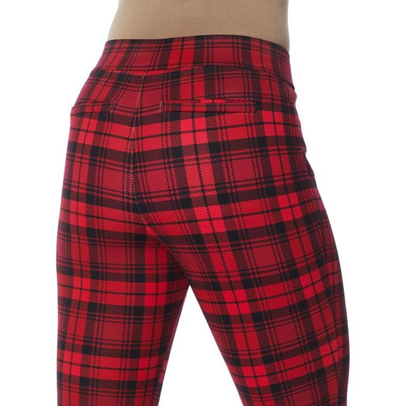 NWT IMAN Global Chic 360 Slim Ponte Boot-Cut Pants RED PLAID Plus Size New - Picture 2 of 3
